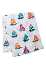Lulujo Baby Lulujo Vintage Swaddle Blanket Muslin Cotton Large Sailboat