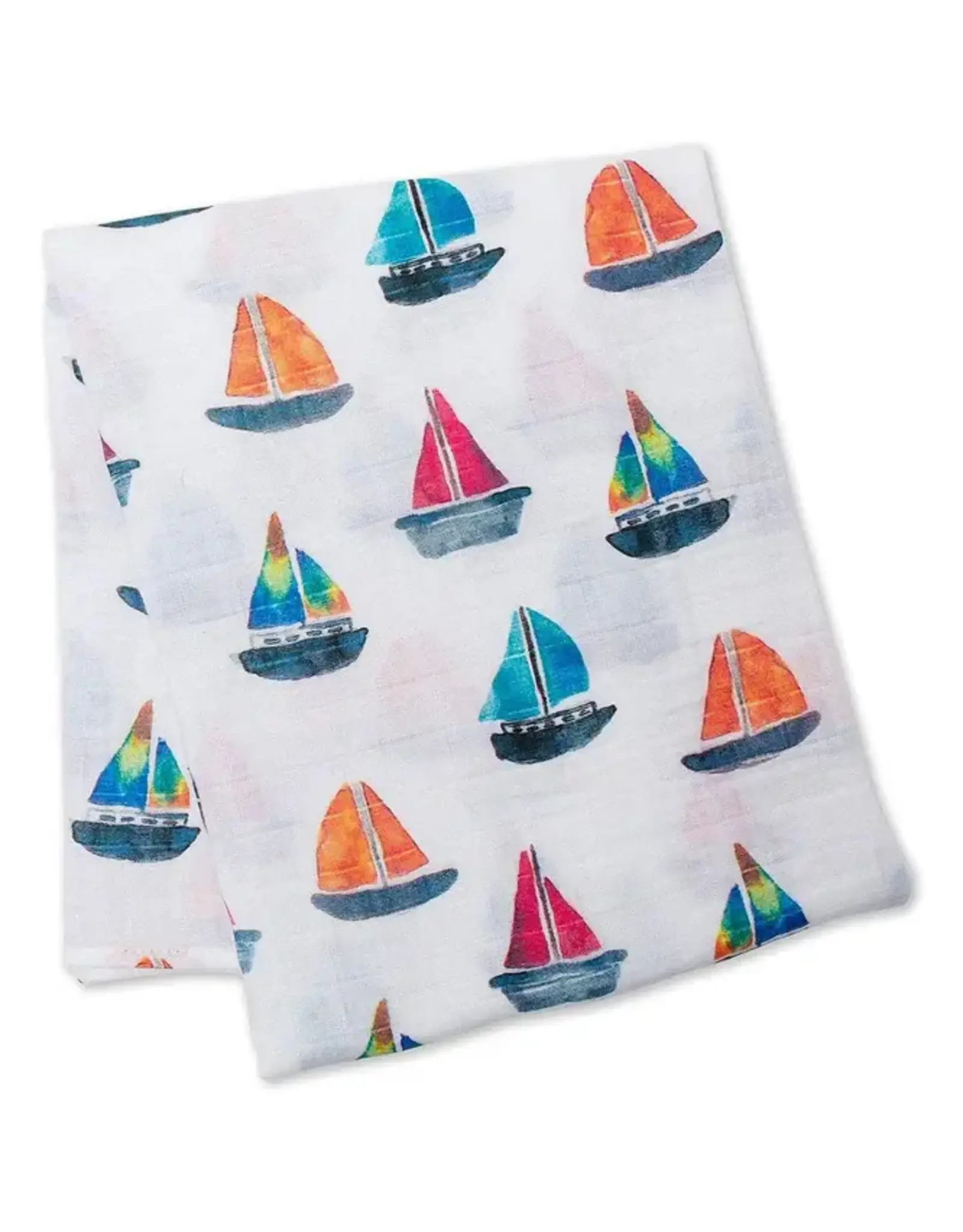 Lulujo Baby Lulujo Vintage Swaddle Blanket Muslin Cotton Large Sailboat