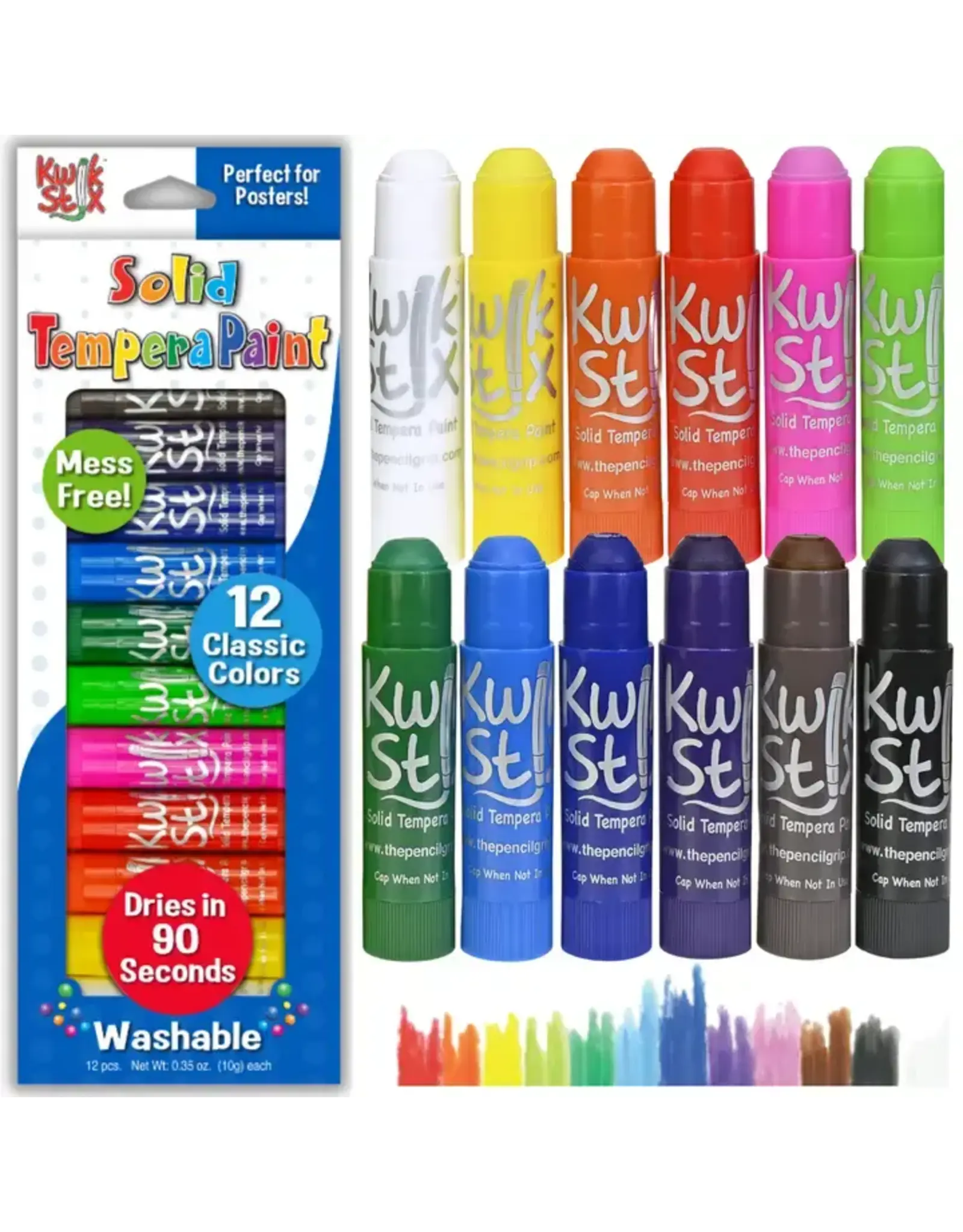 The Pencil Grip KwikStix Tempera Paint 12 Classic Colors