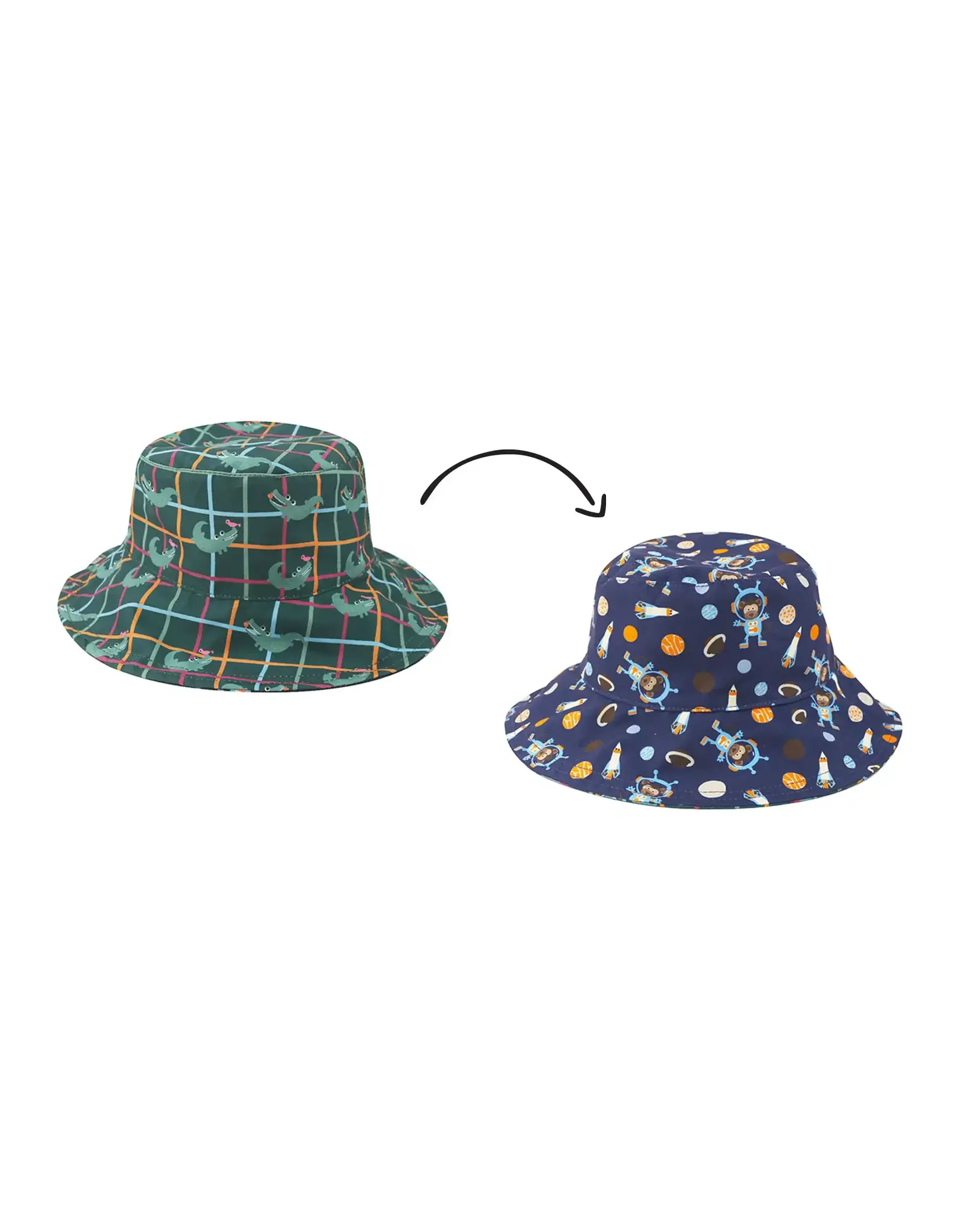 FlapJackKids Reversible Sun Hat Monkey & Alligator 2-4Years