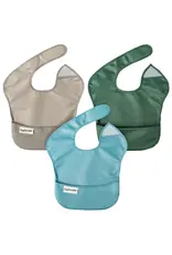 Tiny Twinkle Mess Proof Easy Bib 3 Pack Slate, Grey & Olive