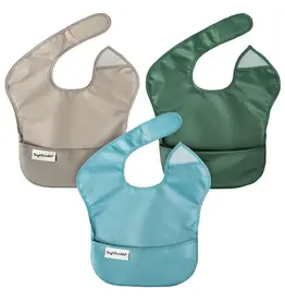 Tiny Twinkle Mess Proof Easy Bib 3 Pack Slate, Grey & Olive