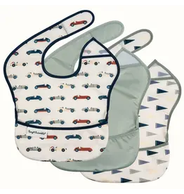 Tiny Twinkle Mess Proof Easy Bib 3 Pack Vintage Cars Flag