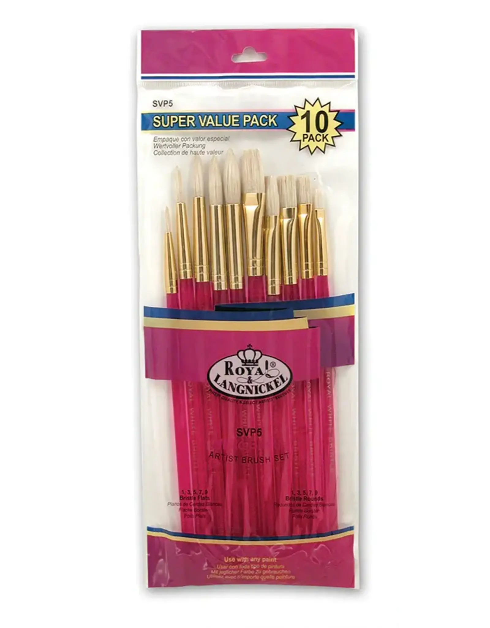 Royal & Langnickel 10 Piece White Bristle Brush Set