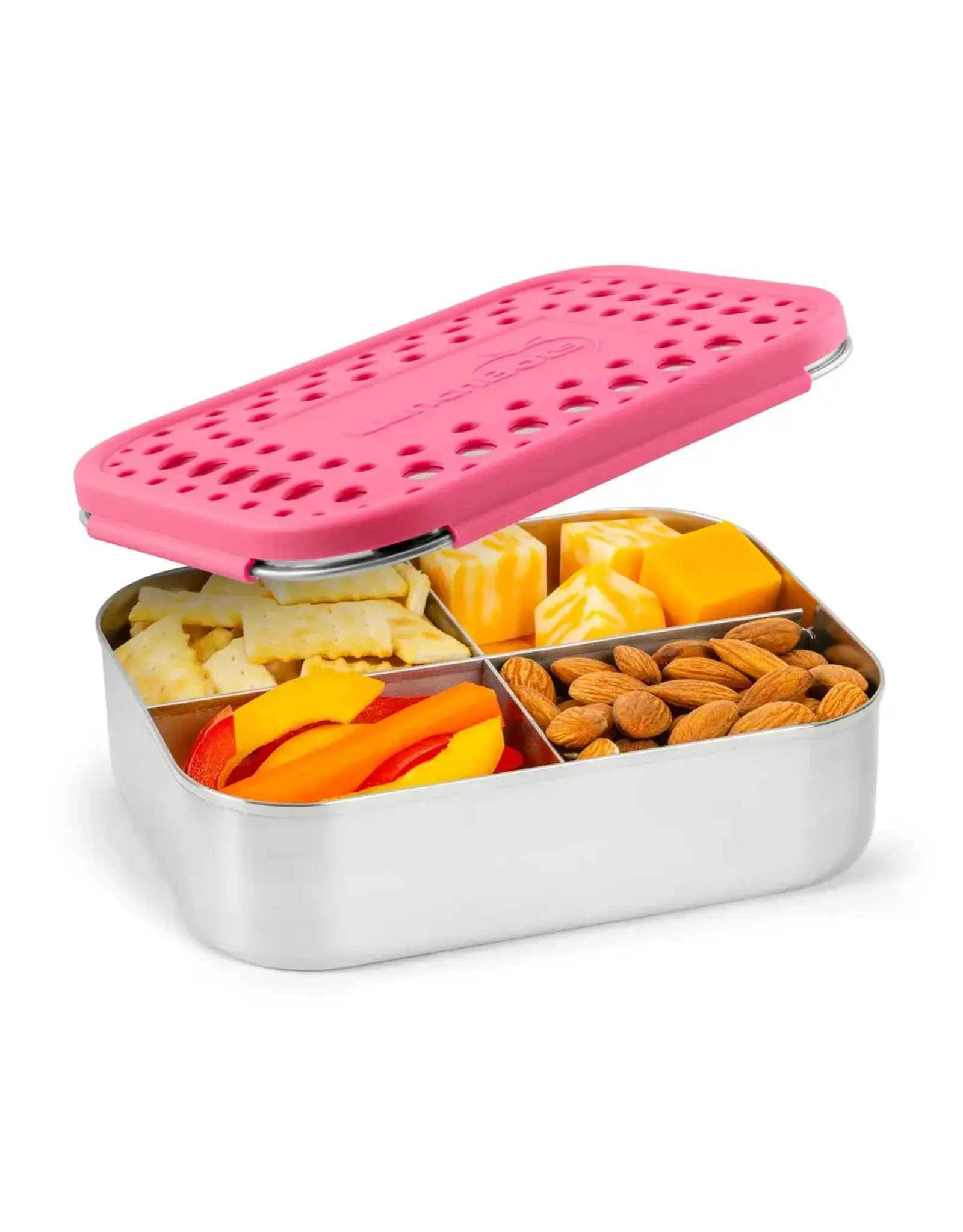 LunchBots Lunchbots Medium Quad Bento Box Pink Lid