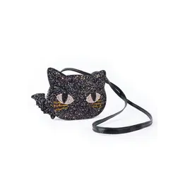 Great Pretenders Cat's Meow Black Chunky Glitter Kitty Purse