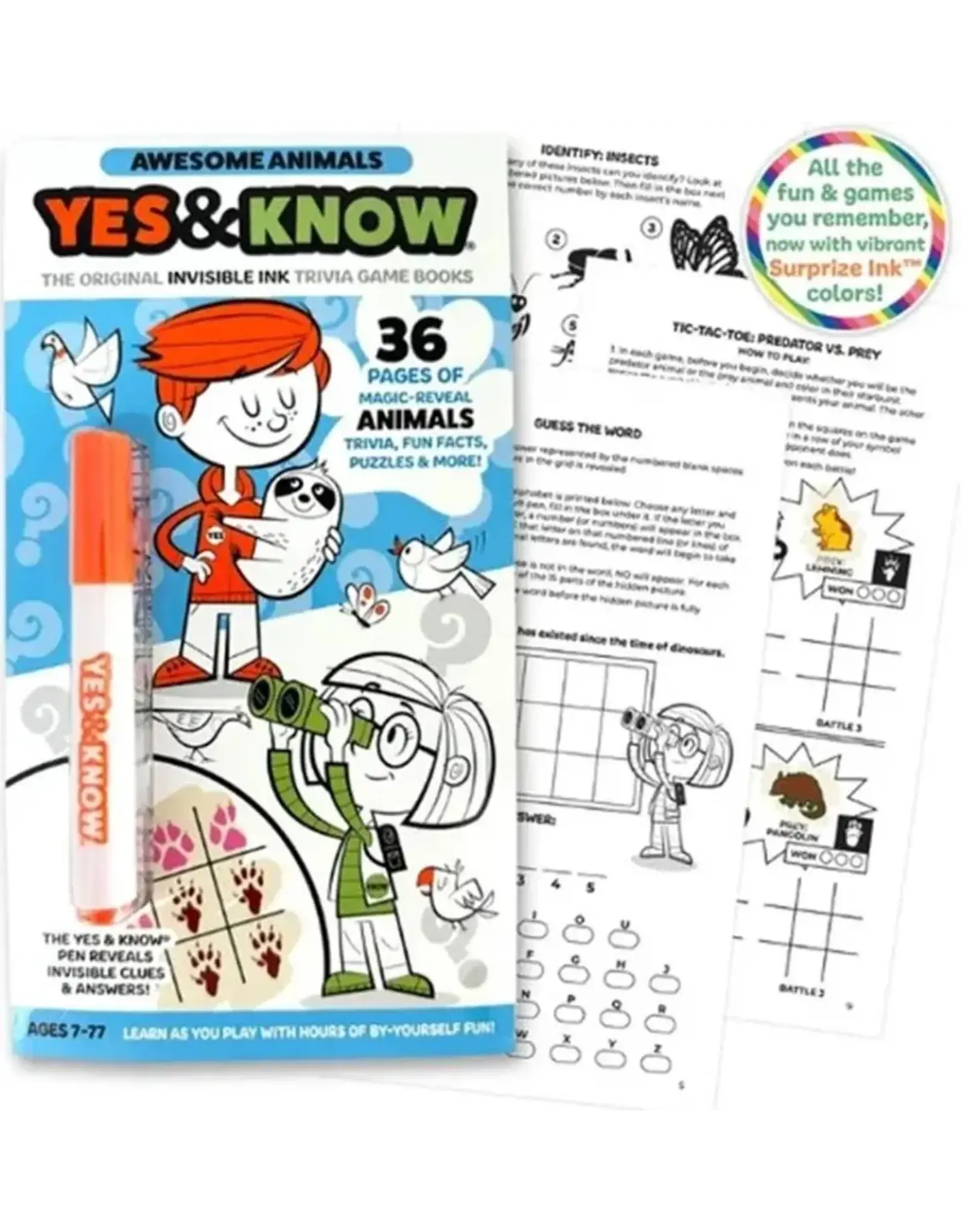 Tree Town Toys Yes & Know Invisible Ink Trivia Game Books Animals