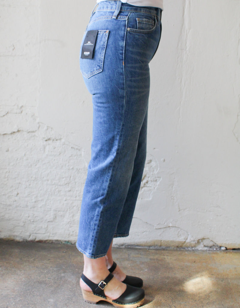 high rise cropped straight jeans