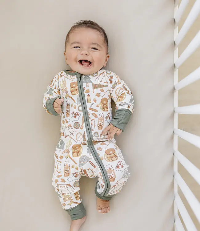 Mebie Baby Ribbed Bamboo Zipper, Camping