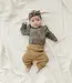 Mebie Baby Floral Ruffle Sleeve Bodysuit, Navy