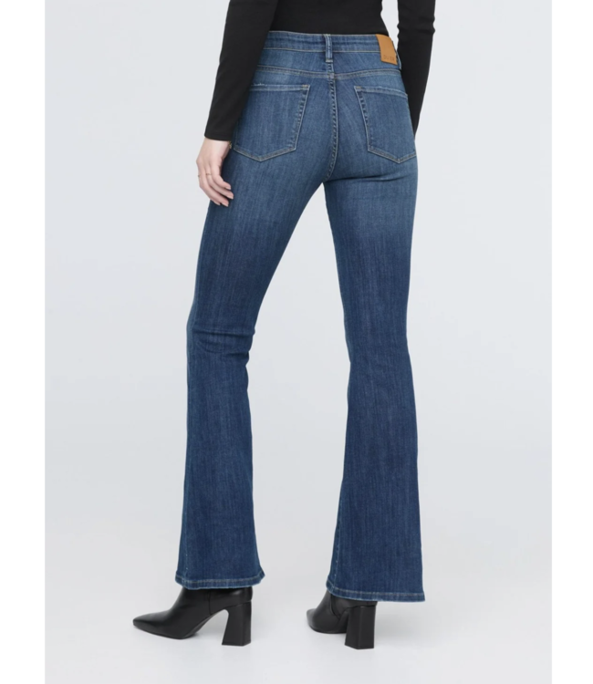 Du/er Performance High Rise Flare, Worn in Blue