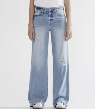 High Rise Wide with Knee Distressed, Poseidon