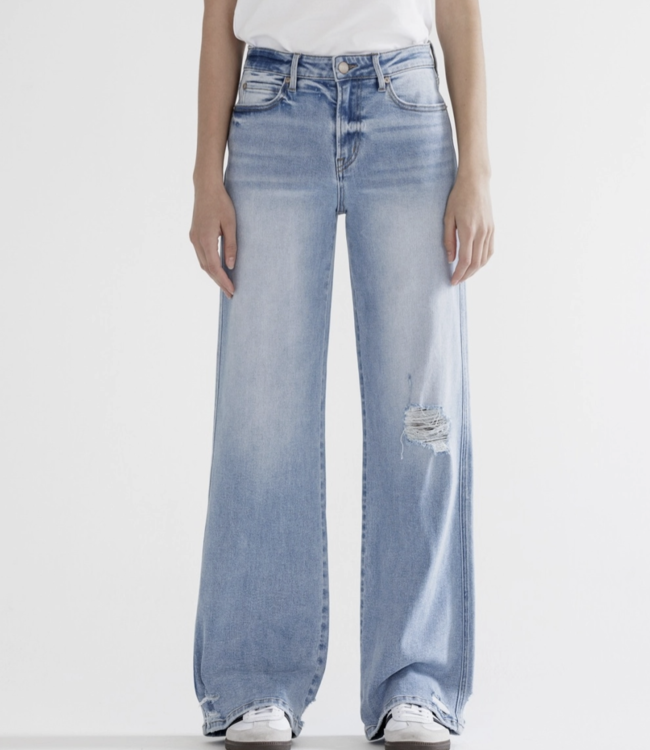 High Rise Wide with Knee Distressed, Poseidon