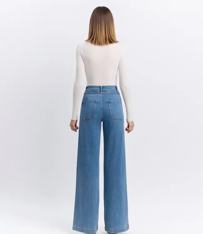 Lush High Rise Tie Waistband Wide Leg