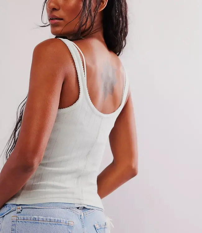 Free People End Game Pointelle Tank, Pale Aqua