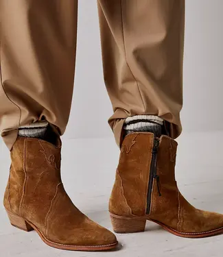 Free People New Frontier Western Boot, Camel Suede