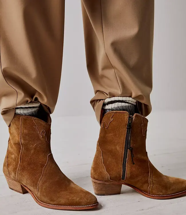 Free People New Frontier Western Boot, Camel Suede