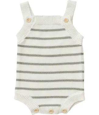 Mebie Baby Knit Bubble Romper, Sage Stripe