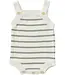 Knit Bubble Romper, Sage Stripe
