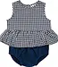 Peplum Set, Navy Gingham