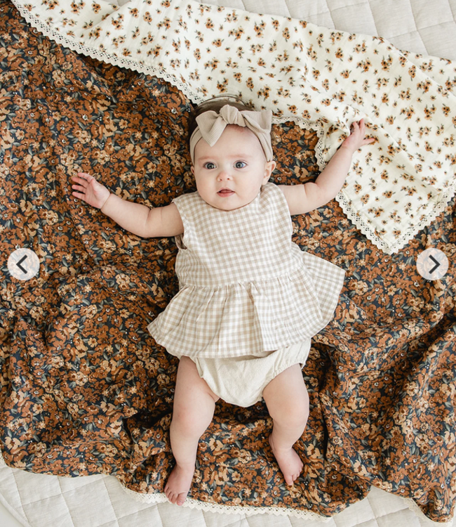 Peplum Set, Oatmeal Gingham