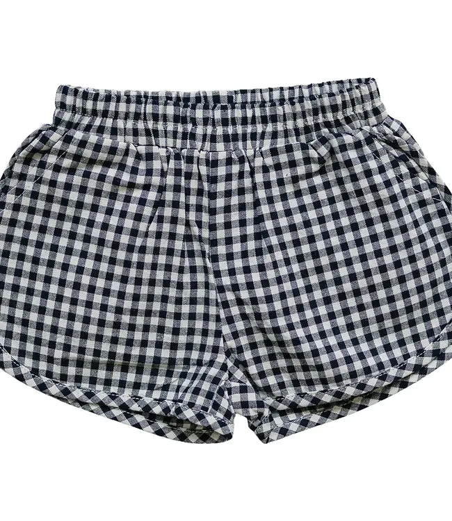 Mebie Baby Shorts, Navy Gingham