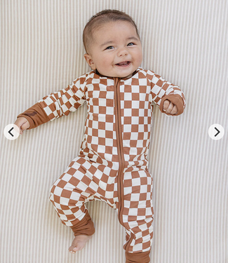 Mebie Baby Bamboo Zipper, Rust Checkered
