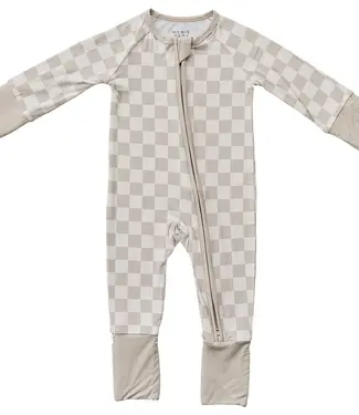 Bamboo Zipper, Taupe Checkered
