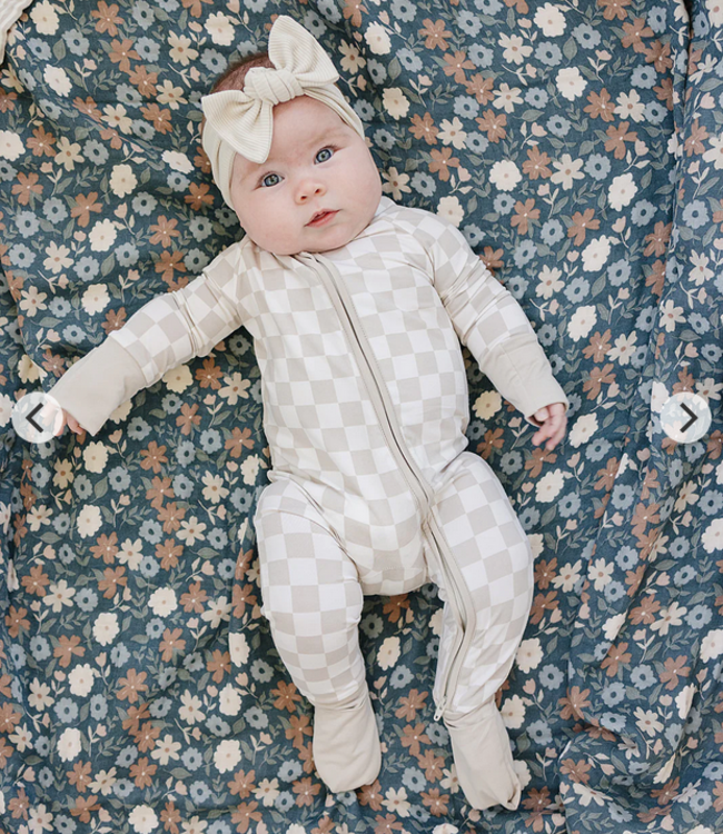 Mebie Baby Bamboo Zipper, Taupe Checkered