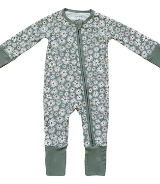 Mebie Baby Daisy Bamboo Zipper, Dk Green