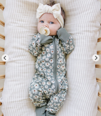 Mebie Baby Daisy Bamboo Zipper, Dk Green