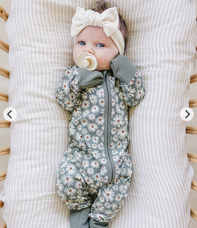 Mebie Baby Daisy Bamboo Zipper, Dk Green