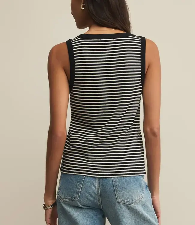 ZSupply Elin Striped Rib Tank Black