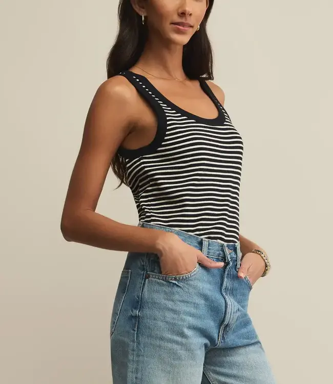 ZSupply Elin Striped Rib Tank Black