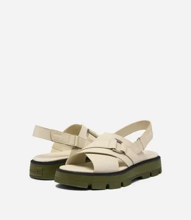 Sorel Rein CB Crisscross Sandal,  Chalk/Utility Green