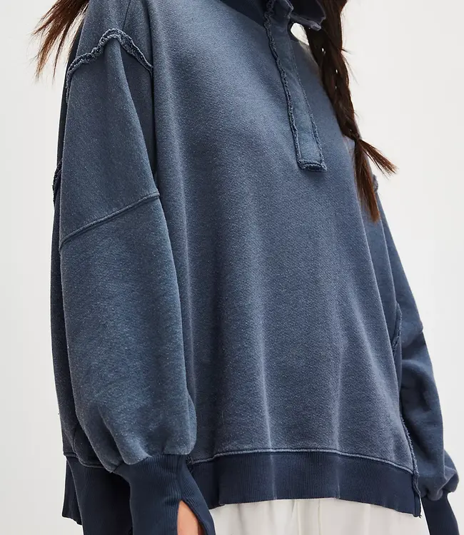 Free People Camden Henley Sweatshirt, Navy