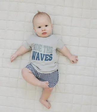 Mebie Baby Shorts, Navy Gingham
