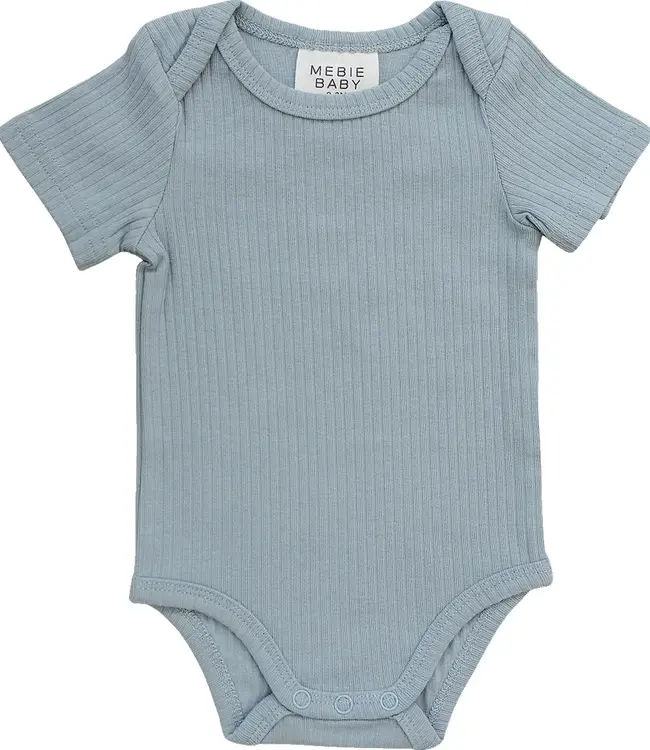 Mebie Baby Ribbed Bodysuit, Dusty Blue