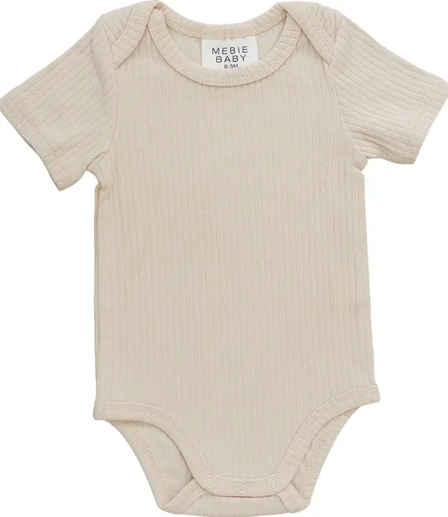 Mebie Baby Ribbed Bodysuit, Cream