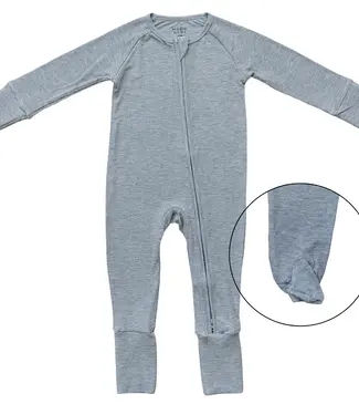 Ribbed Zipper, Heather Grey