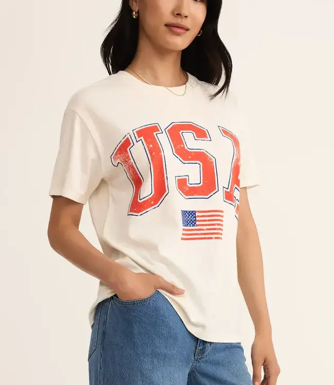 ZSupply Flag Boyfriend Tee, Sea Salt
