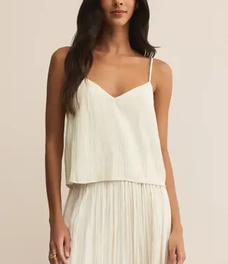 ZSupply Fiore Crinkle Satin Tank, Sandstone