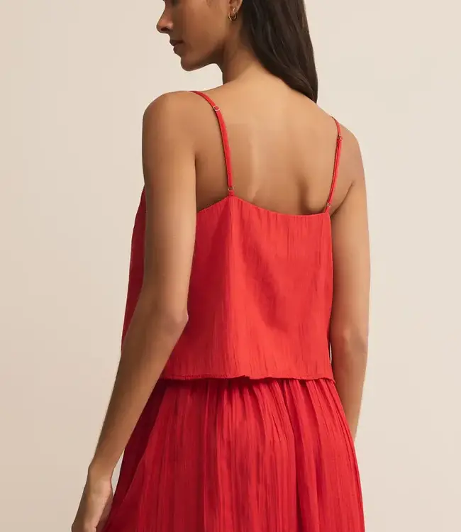 ZSupply Fiore Crinkle Satin Tank, Cabana Red