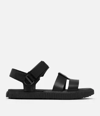 Sorel 25SOR05-Ona Ave Ankle Strap Flat Sandal, Black/Black