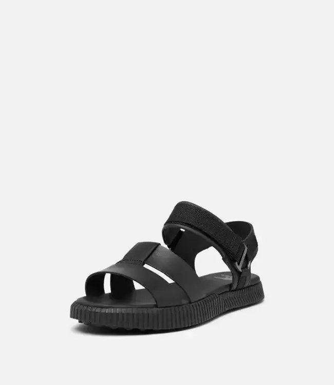Sorel 25SOR05-Ona Ave Ankle Strap Flat Sandal, Black/Black