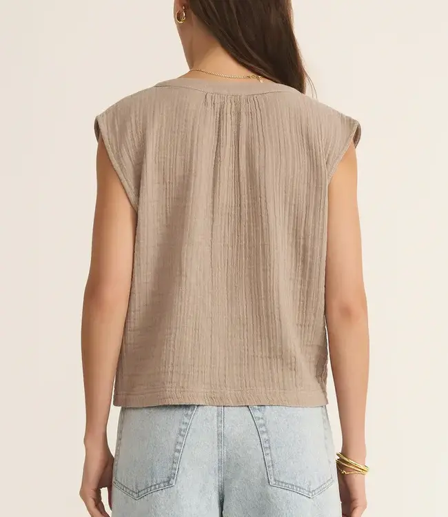 ZSupply Cliffside VNeck Airy Top, Iced Coffee