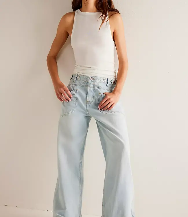Free People Palmer Cuffed Jeans, Daydream Blue