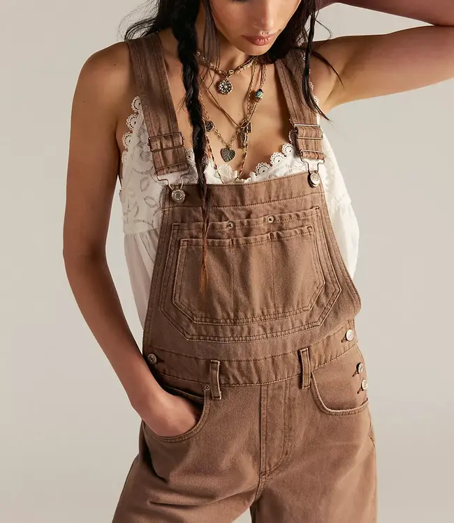 Free People Deep Trance Overalls, Brown Sugar