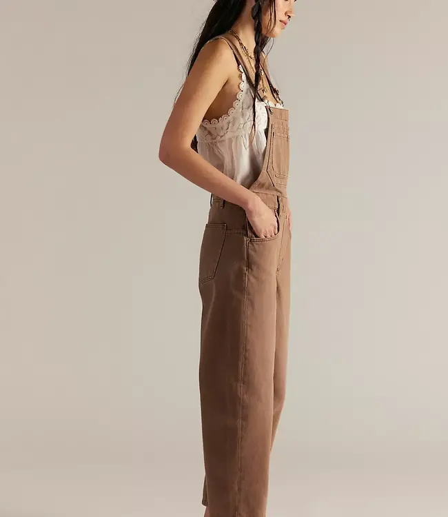 Free People Deep Trance Overalls, Brown Sugar