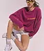 Free People All Star Embroidered Pullover, Deep Mulberry Combo